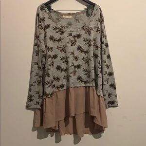 Floral high low long sleeve